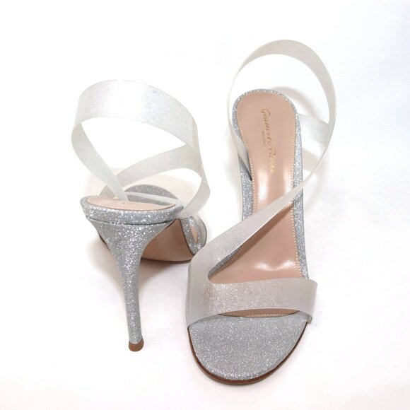 NEW Gianvito Rossi "Metropolis" 105 Glass Glitter Plexi Slingback Sandal Heels - Picture 13 of 16